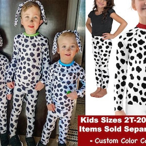 Dalmatian Dog Costume Kids Leggings Children Halloween Cosplay Spots Puppy Rash Guard Shirt Activewear Surfing Tee Birthday Gift Outfit
