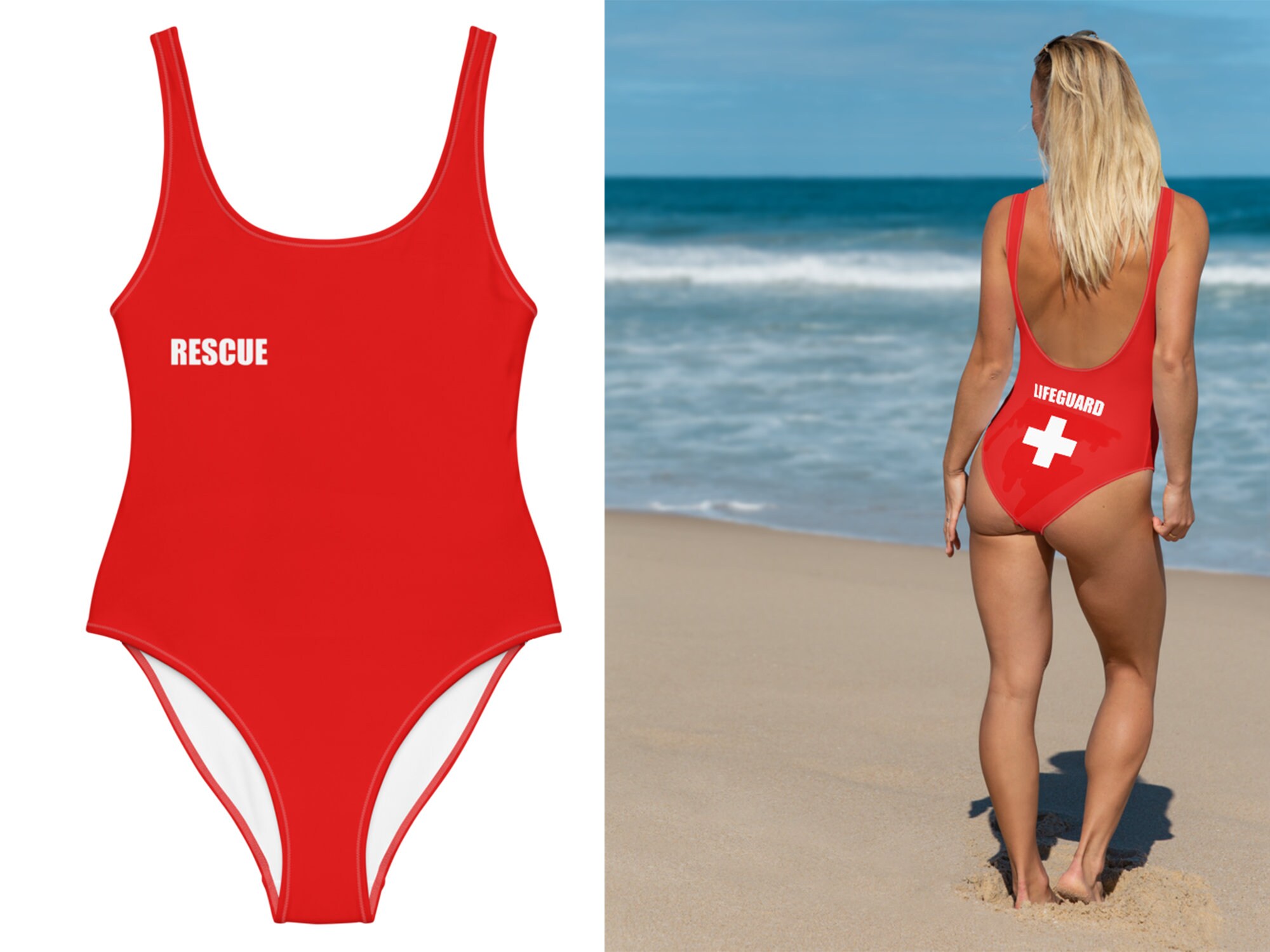 Lifeguard Rescue Red Swimsuit Women Cosplay Swimwear Pamela Etsy Hong Kong
