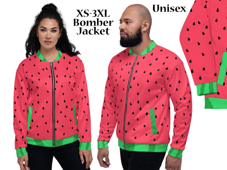Watermelon Bomber Jacket Unisex Fruit Cosplay Outdoors Coat - Etsy