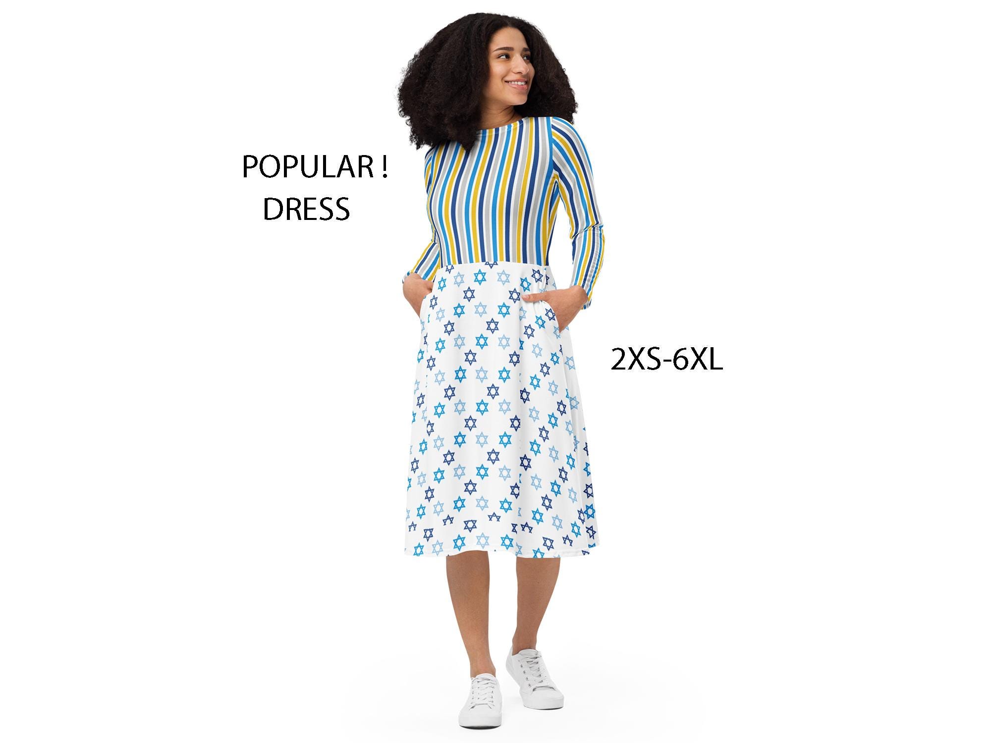 Hanukkah Dress Women Jewish Festival Celebration Long Sleeve Festive ...