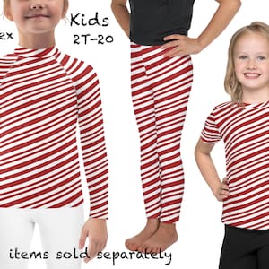 Cannes de bonbon rayé enfants noël menthe poivrée Costume vêtements de sport leggings rashguard chemise enfants pantalons bambin cosplay cadeau tenue
