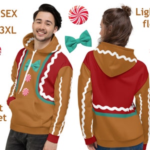 Christmas Hoodie Gingerbread Man Ugly Cookie Unisex Gingerman Shirt Women Men Party Hood  Fleece Sweatshirt Sweater Gift Matching Couple