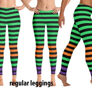 Halloween Witch Yoga Leggings Striped Cosplay Women's Workout Villain Costume Running Pants Sports Capris Activewear Party
