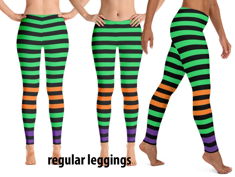 Halloween Witch Yoga Leggings Striped Cosplay Women's Workout Villain Costume Running Pants Sports Capris Activewear Party