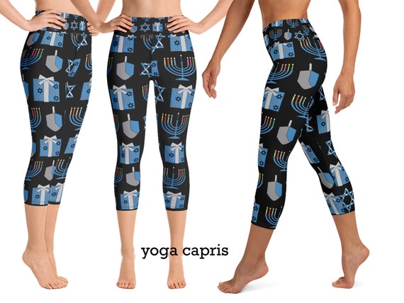 Hanukkah Yoga Capris Women Pants Jewish Festival Fitness Running