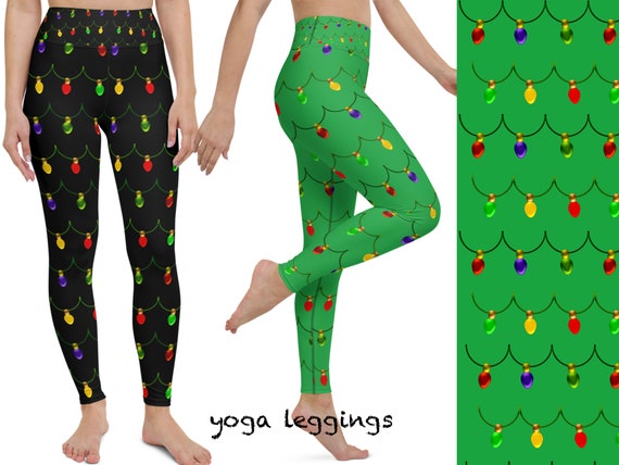 Christmas Workout Leggings Tree Lights Stripes Yoga Women Gift Cosplay Pink  Festive Bubble Gum Running Fitness Outfit Pants Elf Activewear 