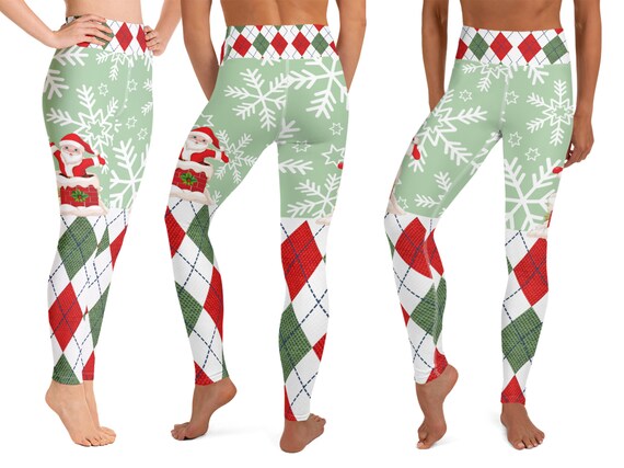 Santa Leggings Women Christmas Workout 