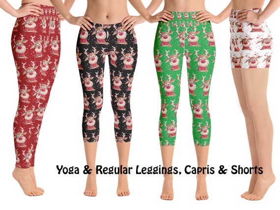 Reindeer Christmas Yoga Leggings Women Running Rudolph Cosplay Capris  Holiday Athletic Festive Workout Outfit Old Fashioned Pants Gift -   Canada