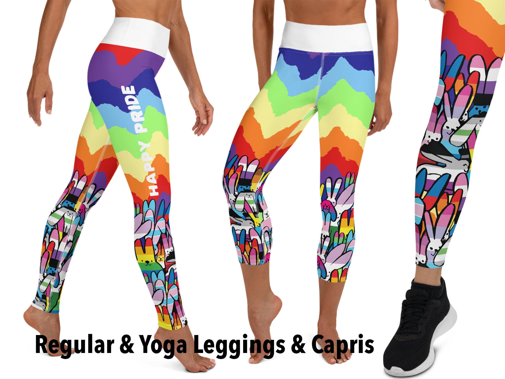 Rainbow Animal Print Workout Leggings LGBT Women Patched Cheetah