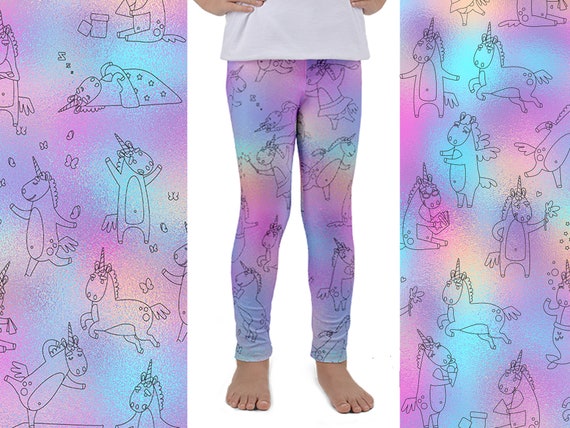 Unicorn Kids Athletic Leggings Rainbow Pastel Tie Dye Cosplay