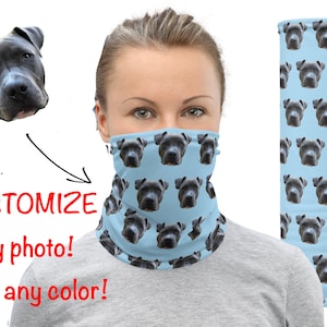 Custom Photo Neck Gaiter Dog Pets Face Puppy Covering Headband Athletic Christmas Gift Scarf Mask Print Bandana Sports Cute Warmer Birthday