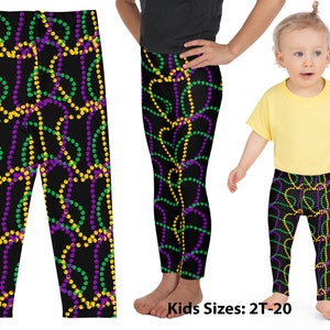 Mardi Gras Kids Leggings Beads Carnival Pants Colorful Cosplay Children Parade Harlequin Festival Fat Tuesday Costume Tights Spandex Outfit