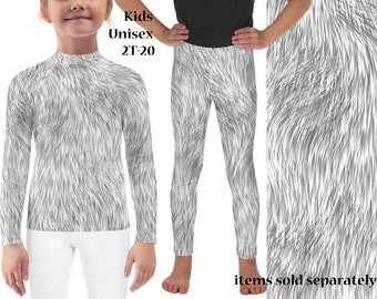 Chat gris loup imprimé fourrure Costume enfants vêtements de sport animaux motif Halloween Leggings Cosplay enfants rashguard chemise tenue d'anniversaire