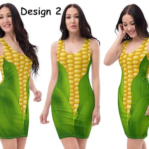 Corn Cob, figurbetontes Kleid Frauen Cosplay Halloween Kostüm Tank ausgestattet Dehnbar Spandex Party Outfit