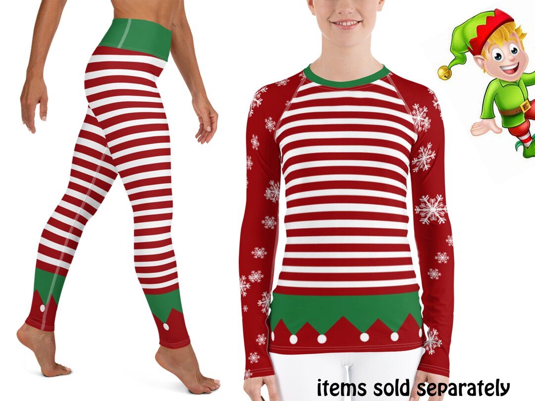 Elf Christmas Athletic Women's Costume Rash Guard Shirt Etsy