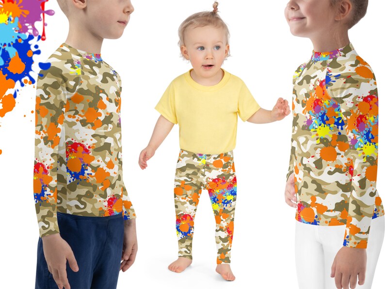 Paintball Paint Splatters Kids Athletic Costume Camo Leggings Etsy