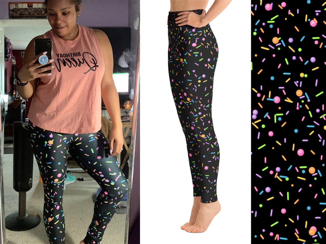 Cake Sprinkles Workout Leggings Women Birthday Party Running Etsy