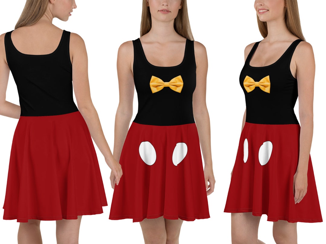 Mickey Skater Dress Women Halloween Cosplay Disney Yellow Bow - Etsy