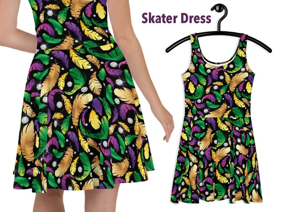 feather skater dress