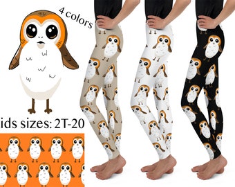 Porg Bird Kids Leggings Halloween Cosplay Costume Rash Guard Shirt C2E2  Birthday Spandex Children Outfit Gift