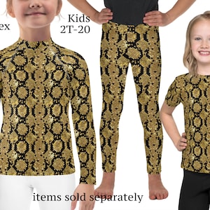 Snake Print Athletic Reptile Kids Costume Spandex Animal Cosplay Halloween Serpent Leggings Children Rash Guard Shirt Toddler Outfit