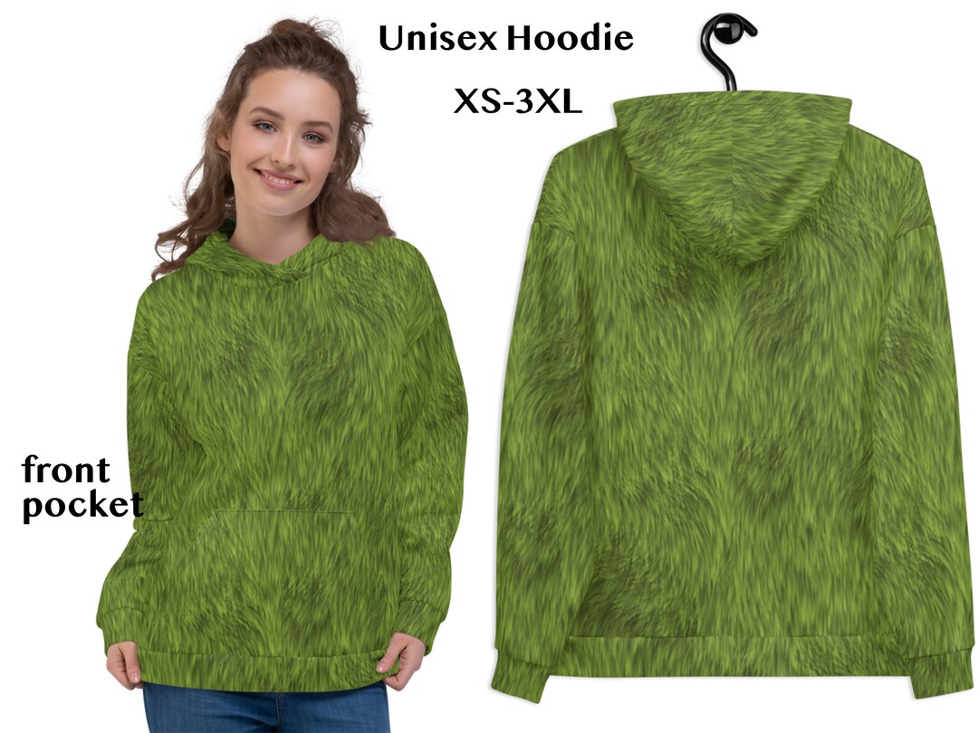 Christmas Green Fur Animal Print Hoodie Monster Shirt Pullover Etsy