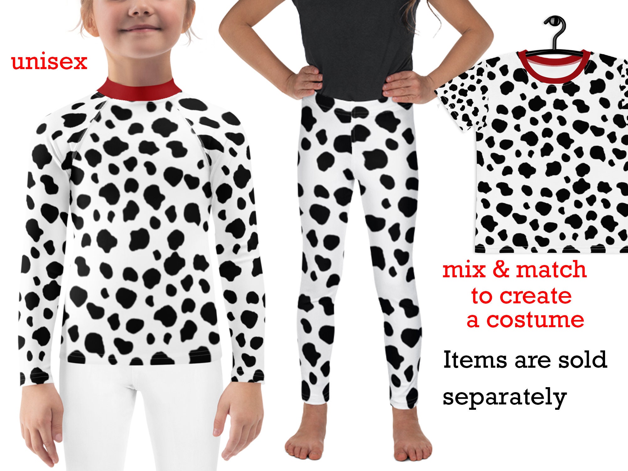 Halloween Dalmatian Costume Red Collar All Over Youth T Shirt