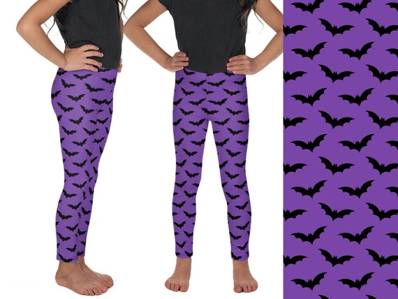 Buy Halloween Bats Kids Witch Leggings Purple Black Pants Teen