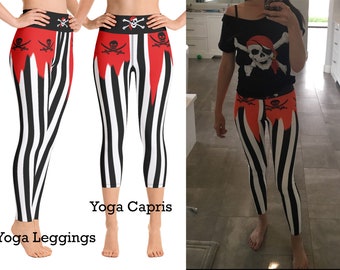 Pirate Yoga Leggings Halloween Cosplay Woman Workout Striped Spandex Yoga Pants Running Party Activewear