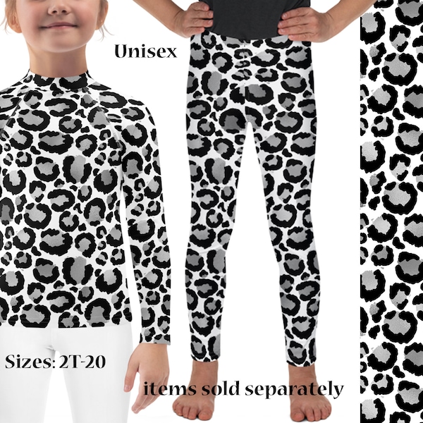 Costume de léopard des neiges enfants Activewear Halloween Leggings guépard imprimé Animal Cosplay chemise athlétique enfants éruption garde enfant en bas âge anniversaire