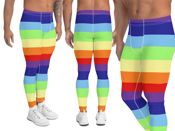 Striped Rainbow Pride Men Leggings Meggings Activewear Pants