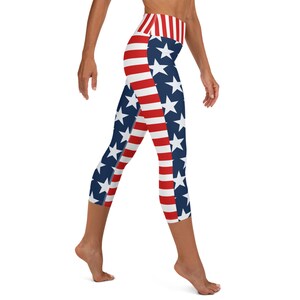 4 juli Workoutlegging Dames VS Onafhankelijkheidsdag Amerikaanse vlag Yoga Hardloopbroek Spandex Sportkleding Gestreepte sterren Shorts Capri