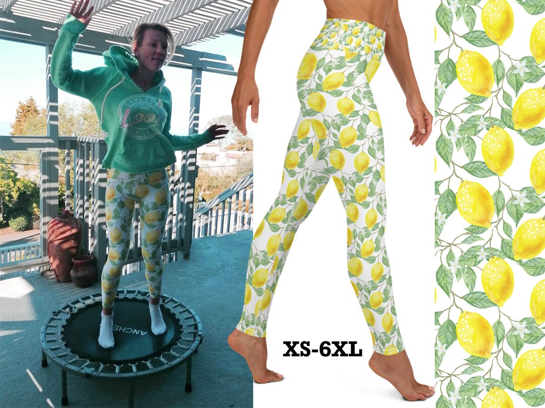 Lemons Leggings Workout Women Yoga Citrus Pants Fitness Running