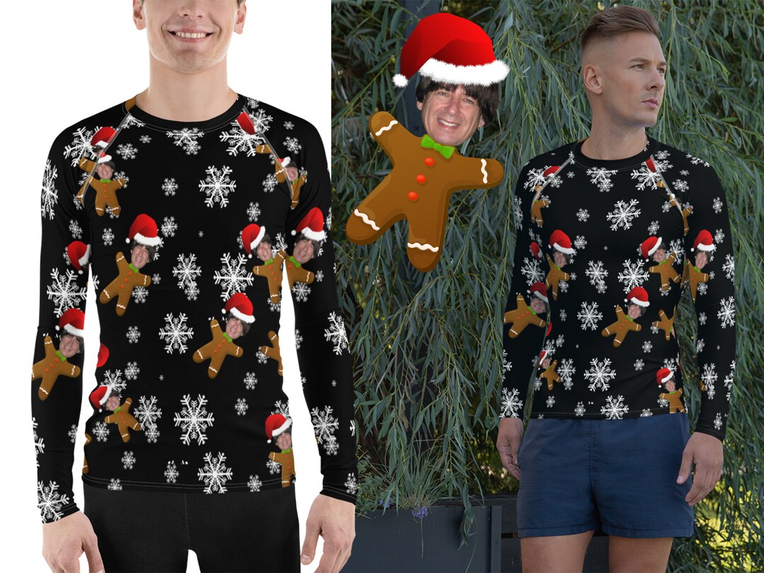 Custom Christmas Rash Guard Shirt Men Gift Personalized Athletic Top