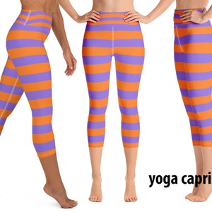 Halloween Witch Yoga Leggings Striped Cosplay Women's Workout Villain Costume Running Pants Sports Capris Activewear Party