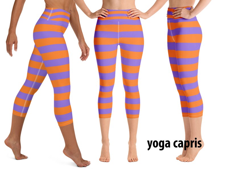 Halloween Witch Yoga Leggings Striped Cosplay Women's Workout Villain Costume Running Pants Sports Capris Activewear Party