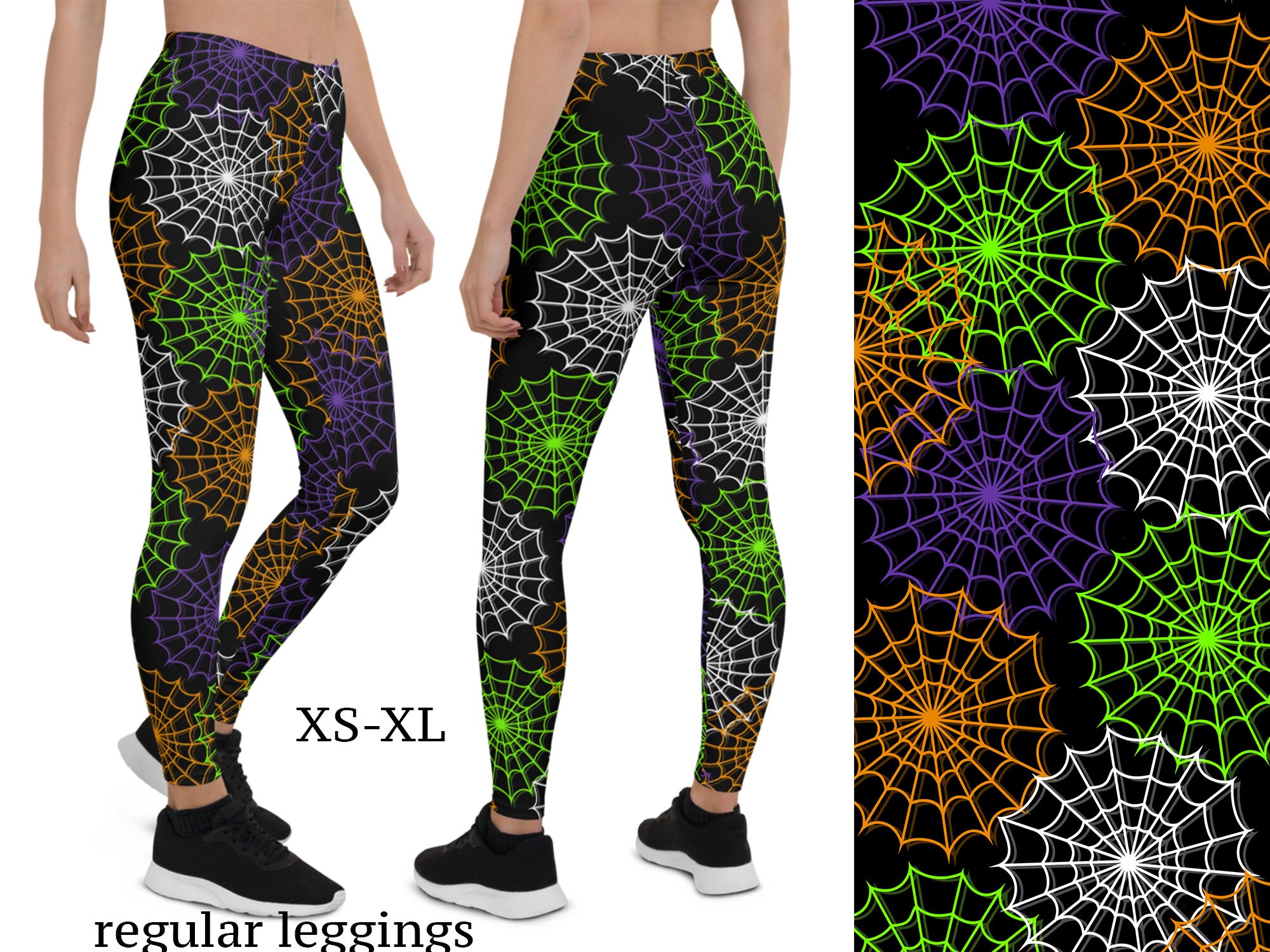 Colorful Cobweb Halloween Leggings 