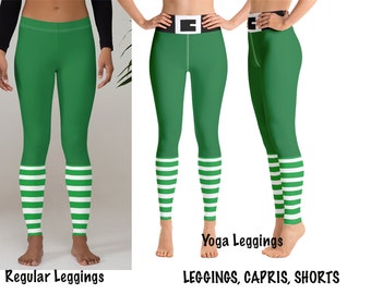 Leprechaun Leggings Workout Patty's Woman Green Athletic Yoga Striped St. Patrick's Pants Irish Sports Costume Gym Running Capris Activewear
