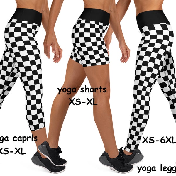 Schwarz Weiß Checkerboard Workout Leggings Frauen Yin Yang Kariert Karo Lauf Yoga Hose