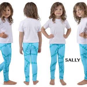 Blue Sally Rag Doll Christmas Costume Kids Leggings Halloween Stitches Print Toddler Outfit Spandex Rash Guard Shirt Cosplay Tee Athletic Activewear Stitched