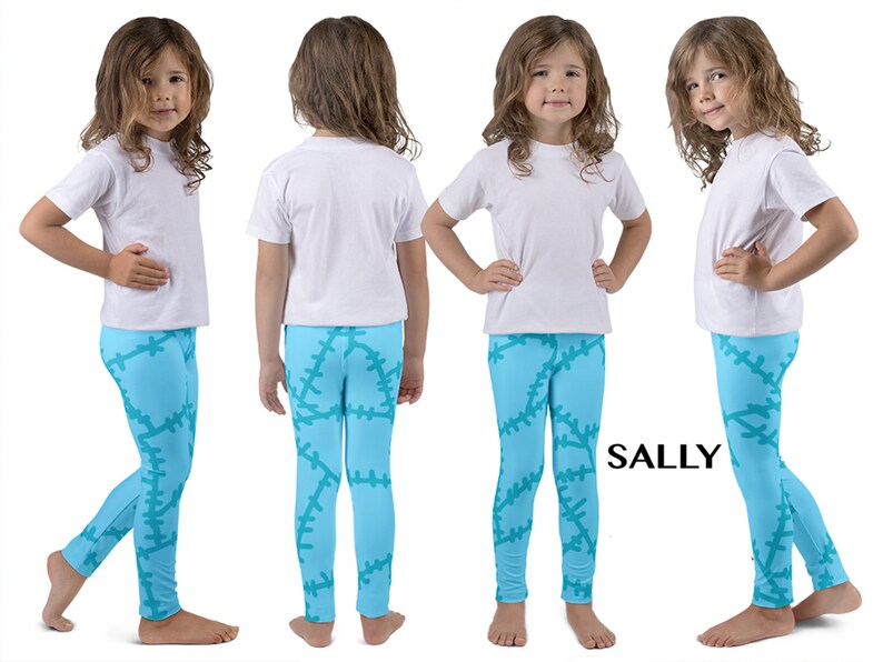 Blue Sally Rag Doll Christmas Costume Kids Leggings Halloween Stitches Print Toddler Outfit Spandex Rash Guard Shirt Cosplay Tee Athletic Activewear Stitched