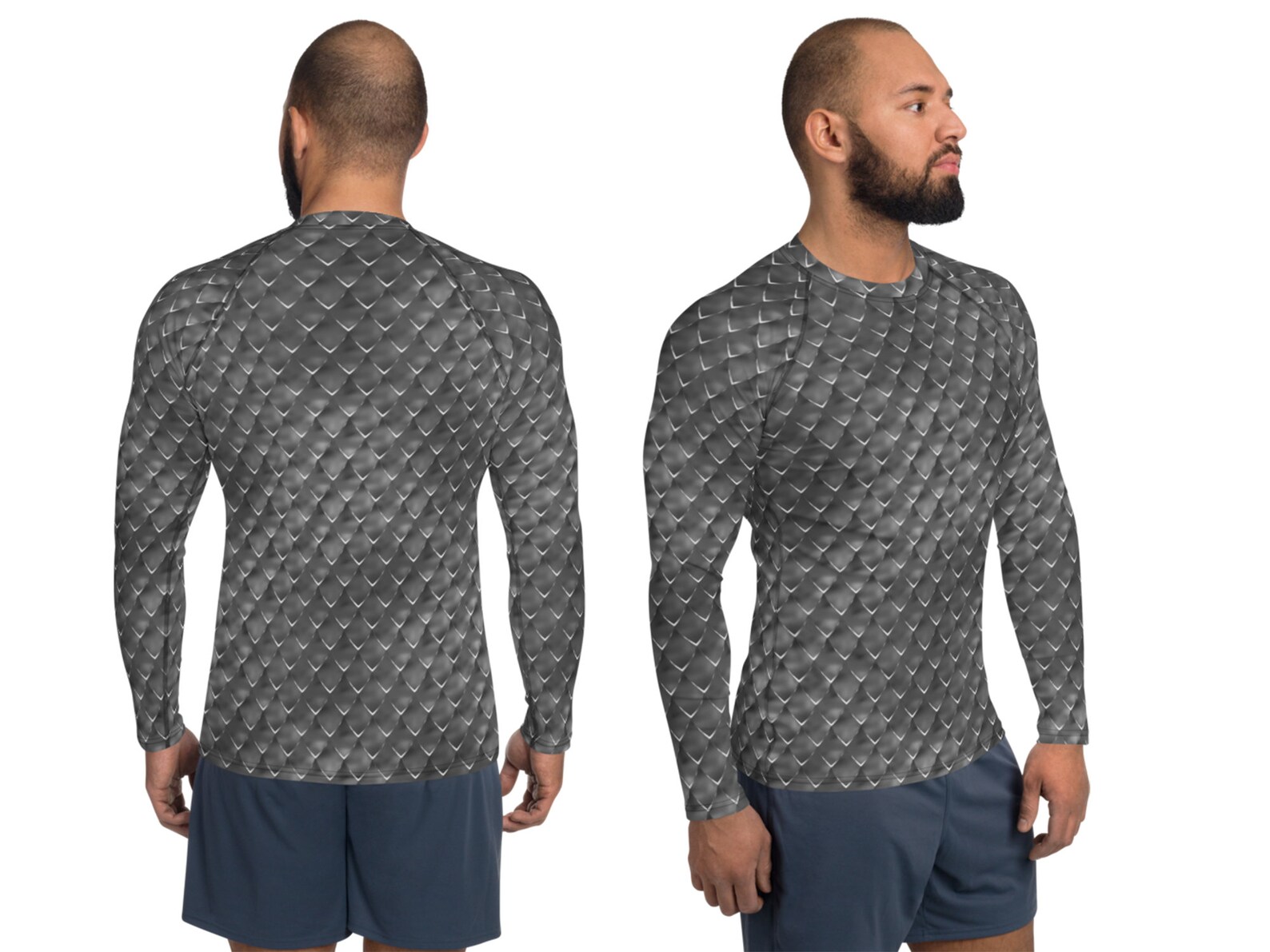 Grey Dragon Scales Men's Athletic Costume Rash Guard Shirt Etsy