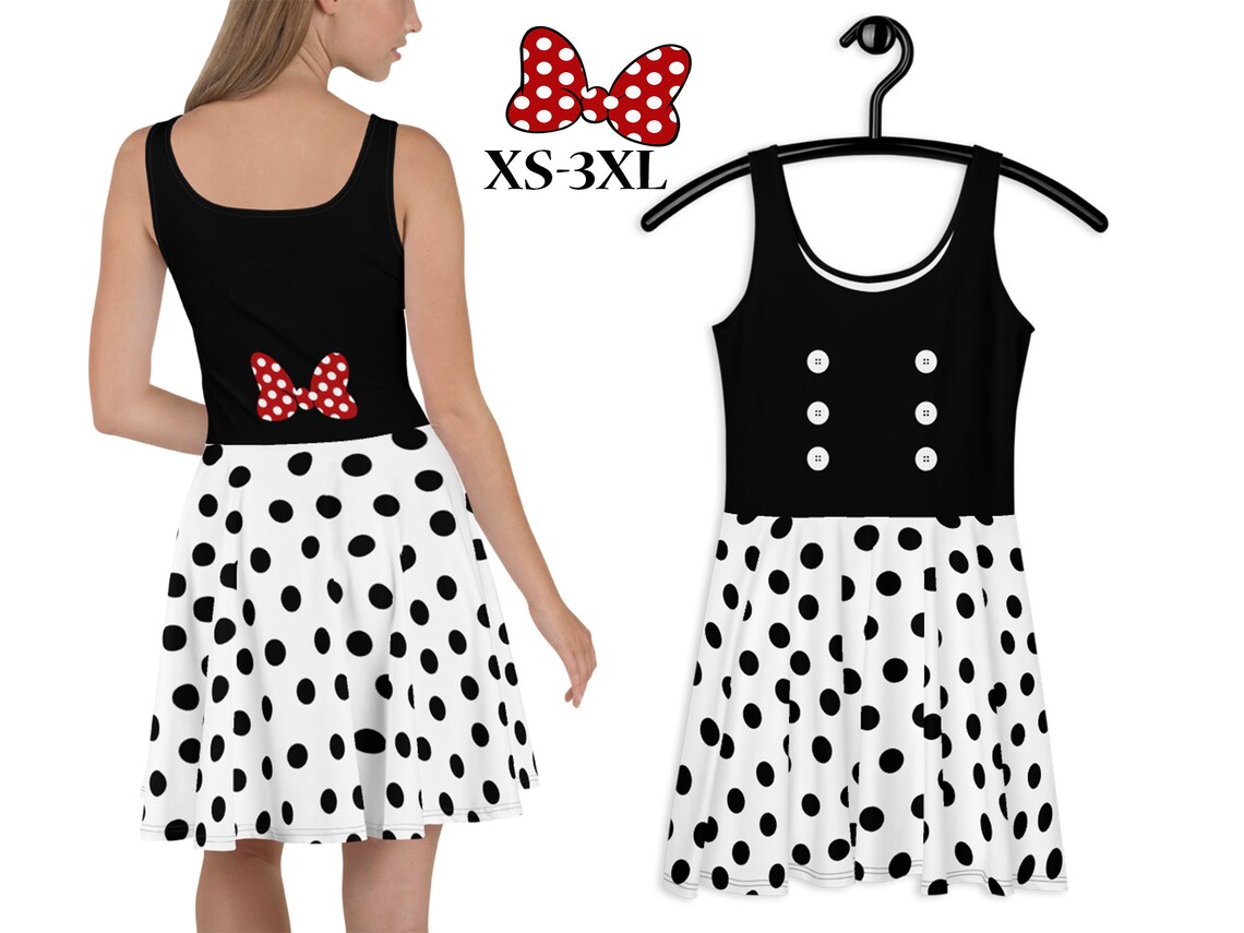Minnie Disney Skater Dress Polka Dot Bows Women Mouse Cosplay Etsy