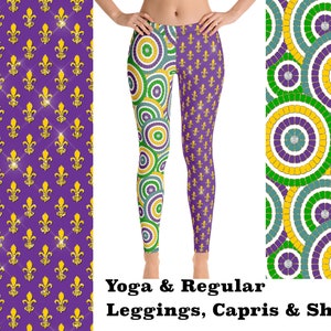Mardi Gras Workout Leggings Yoga Women Pants Capris Fleur De Lis