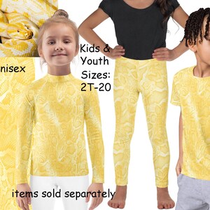 Gelb Schlange Kostüm Kinder Python Spandex Halloween Animal Print Cosplay Schlangenhaut Leggings Kinder Rash Guard Shirt Kleinkind Active
