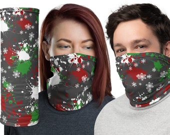 Natale Vernice Splatters Collo Gaiter Faccia Fascia Maschera Sciarpa Atletica Vacanze Spirito Bandana Stocking Stuffer Regalo Festivo Verde Rosso