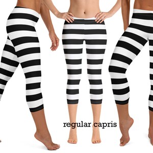 Perona One Piece Anime Character Japanese Striped Black White Leggings Workout Women Halloween Witch Pirate Prisoner Zebra Cosplay Running Pants Convict Activewear Elf Party
