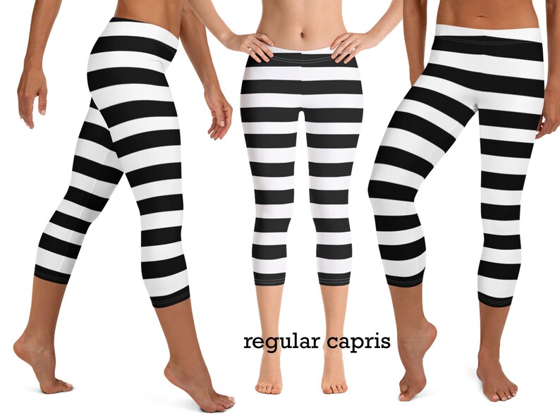 Perona One Piece Anime Character Japanese Striped Black White Leggings Workout Women Halloween Witch Pirate Prisoner Zebra Cosplay Running Pants Convict Activewear Elf Party