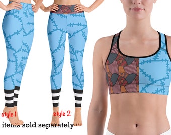 Sally Nightmare Rag Doll Leggings Woman Cosplay Costume Halloween Christmas Sports Bra Activewear Workout