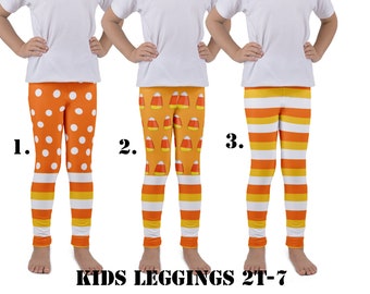 Halloween Candy Corn Striped Leggings Kids Pants Polka Dot Cosplay Spandex Activewear Party